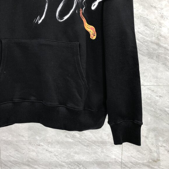 NWT Palm Angels Scribble Letters Printed Hoodie Black - Picture 6 of 8